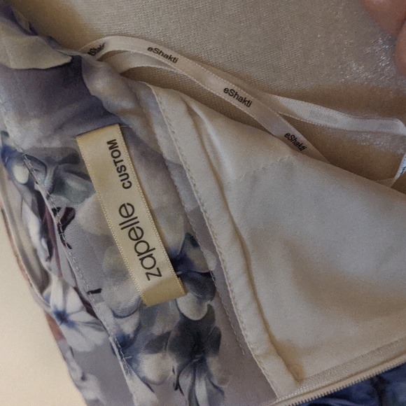 RARE NEW Custom Handmade Pale Blue Peach Purple Floral Pencil Skirt w/ Pockets! - Picture 5 of 9